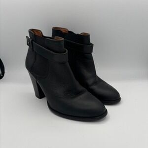 Madewell Ankle Boots Women Sz 8 Black Leather Buckle Heel Booties 07952